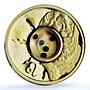 Cook Islands 1 dollar Gemstone Zodiac Signs series Leo gilded silver coin 2003