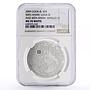 Cook Islands 5 $ Moon Landing Meteorite Apollo 11 Luna III MS70 NGC Ag coin 2009