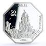 Vanuatu 50 vatu Seafaring Zelee Ship Clipper proof silver coin 1999