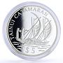Cook Islands 5 dollars Seafaring Tanui Catamaran Ship Clipper silver coin 1996