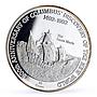 Turks and Caicos Islands 20 crowns Columbus Santa Maria Ship silver coin 1989