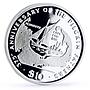 Liberia 10 dollars Seafaring Boat Ship Clipper Piligrim Fathers silver coin 1995