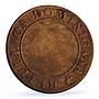 Dominican Republic 1/4 real State Coinage Coat of Arms KM-1 bronze coin 1844