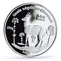 Turkmenistan 500 manat Red Book Wildlife Asian Gazelle Fauna silver coin 1996