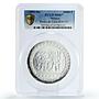 Mexico 10000 pesos Precolombina Piedra de Tizoc MS67 PCGS silver coin 1992