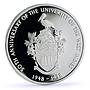 Jamaica 50 dollars West Indies University Pelican Bird proof silver coin 1998