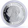 Liberia 10 dollars Poet Writer Eduard Morike Literature proof silver coin 2004