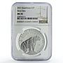 Kazakhstan 1 tenge Irbis Snow Leopard Investment MS70 NGC silver coin 2021