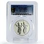 Indonesia United Nations Two Women Traditional Dancing SP67 PCGS Ag medal 1981
