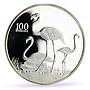 Zambia 100 kwacha Conservation Wildlife Flamingo Bird Fauna silver coin 1998