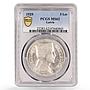 Latvia 5 lati First Republic Coat of Arms KM-9 MS62 PCGS silver coin 1929