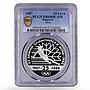 Bulgaria 25 leva Calgary Olympic Games Skier PR69 PCGS silver coin 1987