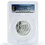 Guyana 50 dollars Independence Enmoe Martyrs Politics PR68 PCGS silver coin 1976