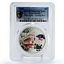 Cook Islands 5 $ Cartoons Anime Hello Kitty London Bus PR69 PCGS Ag coin 2009