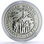 Zambia 5000 kwacha African Wildlife Elephants Fauna Matte silver coin 2003
