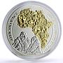 Rwanda 50 francs African Ounce Wildlife Gorillas Fauna gilded silver coin 2008