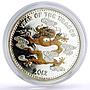 Laos 1000 kip Lunar Calendar Year of the Dragon colored proof silver coin 2012