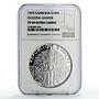 Cambodia 10000 riels Khmer Republic Celestial Dancer PF69 NGC silver coin 1974