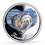 Tuvalu 50 cents Forever Love Clouds Heart Two Dolphins colored silver coin 2013