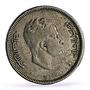 Iraq 20 fils Regular Coinage Regent Faisal II KM-113 silver coin 1953