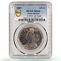 Gr Britain 1/2 crown Regular Coinage Queen Victoria MS62 PCGS silver coin 1887