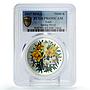 Laos 70000 kip Spring Mood Flowers Butterflies PR69 PCGS silver coin 2017