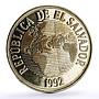 El Salvador 150 colones America Discovery Columbus Ships KM-160 silver coin 1992