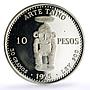 Dominican Rep. 10 pesos Pueblo Viejo Mine Arte Taino Art proof silver coin 1975