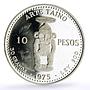 Dominican Rep. 10 pesos Pueblo Viejo Mine Arte Taino Art proof silver coin 1975