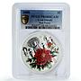 Cook Islands 1 dollar Magnificent Peony Red Flower PR68 PCGS silver coin 2008