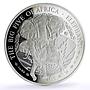 Rwanda 500 francs Africa Big Five Wildlife Elephant Fauna proof silver coin 2010