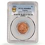 Belgium 2 cents Albert I Coinage Lion Arms French Legend MS68 PCGS Cu coin 1912