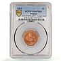 Belgium 2 cents Albert I Coinage Lion Arms Dutch Legend MS67 PCGS Cu coin 1911