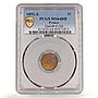 France 1 centime Republic Coinage Laureate Head KM-826 MS64 PCGS coin 1892