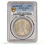 Egypt 10 piastres King Farouk Coinage KM-367 AU58 PCGS silver coin 1939