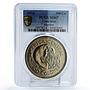 Costa Rica 100 colones Conservation Manatee Fauna MS67 PCGS silver coin 1974