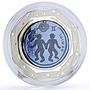 Kazakhstan 100 tenge Zodiac Signs Series Gemini proof bimetal AgTa coin 2018