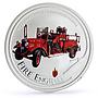 Cook Islands 1 dollar Fire Engines Cars Bickle Triple Pumper silver coin 2005