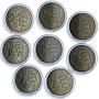 East Caribbean States 4 dollars x 8 Set FAO World Food Day CuNi coins 1970