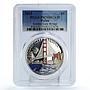 Palau 5 dollars World Wonders Golden Gate Bridge PR70 PCGS silver coin 2013