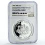 Peru 1 sol Two Worlds Encounter Conquistador Indian PF69 NGC silver coin 1991