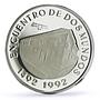 Colombia 10000 pesos Two Worlds Encounter Santa Fe Bogota Mint silver coin 1991