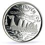 Vietnam 100 dong Seafaring Dragon Boat Ship Large proof silver coin 1988