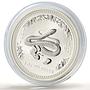 Australia 1 dollar Lunar Calendar series I Year of the Snake silver coin 2001