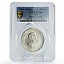 Peru 200 intis Marshal Caceres Birth Politics KM-299 MS65 PCGS silver coin 1986