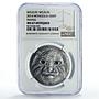 Mongolia 500 togrog Conservation Wildlife Manul Fauna MS67 NGC silver coin 2014