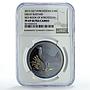Kyrgyzstan 10 som Conservation Red Book Bustard Bird PF69 NGC silver coin 2015