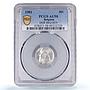 Belgium 50 centimes Leopold II Dutch Text Der Belgen AU58 PCGS silver coin 1901