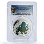 Congo 10 francs Conservation Marine Life Octopus Fauna PR70 PCGS Ag coin 2004