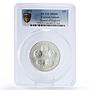 Cayman Islands 50 dollars England Queens Politics MS68 PCGS silver coin 1975